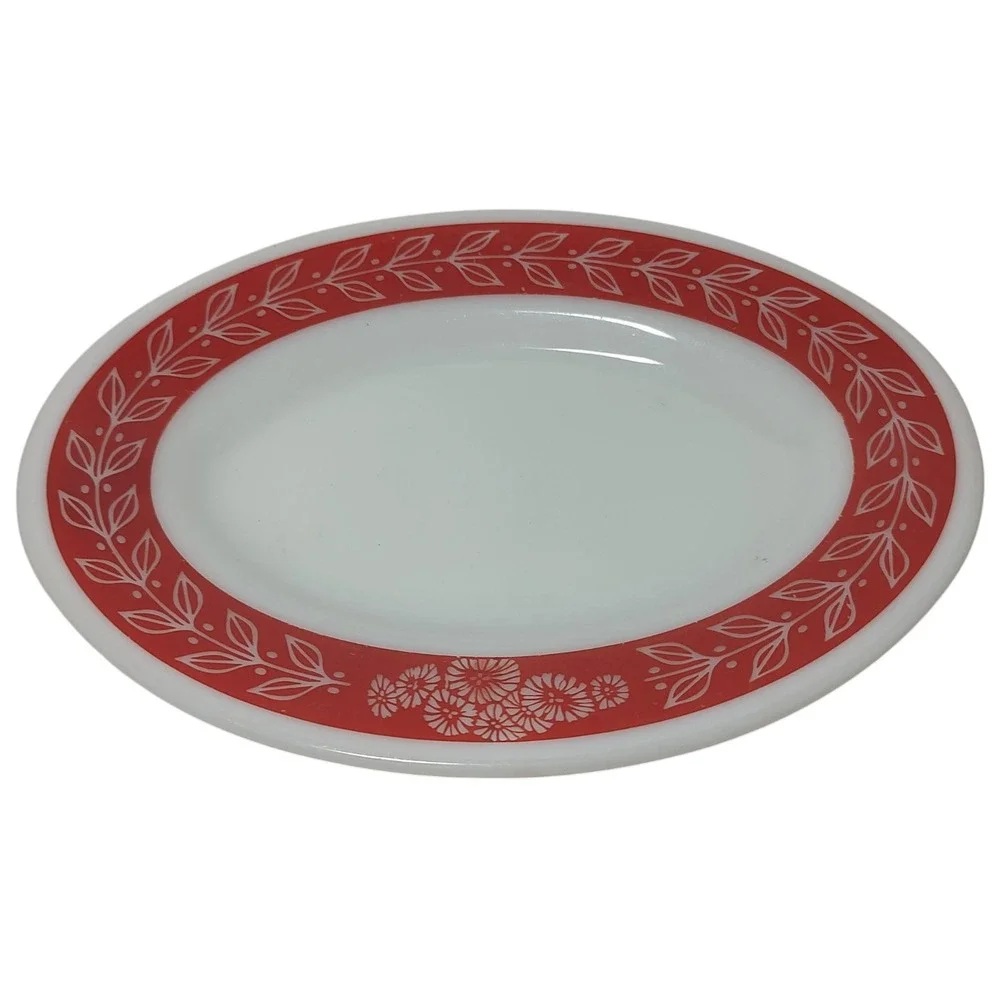 Vintage‎ Corning Decor Platter Oval Serving Dish Laurel Leaf Pattern 79 415 USA